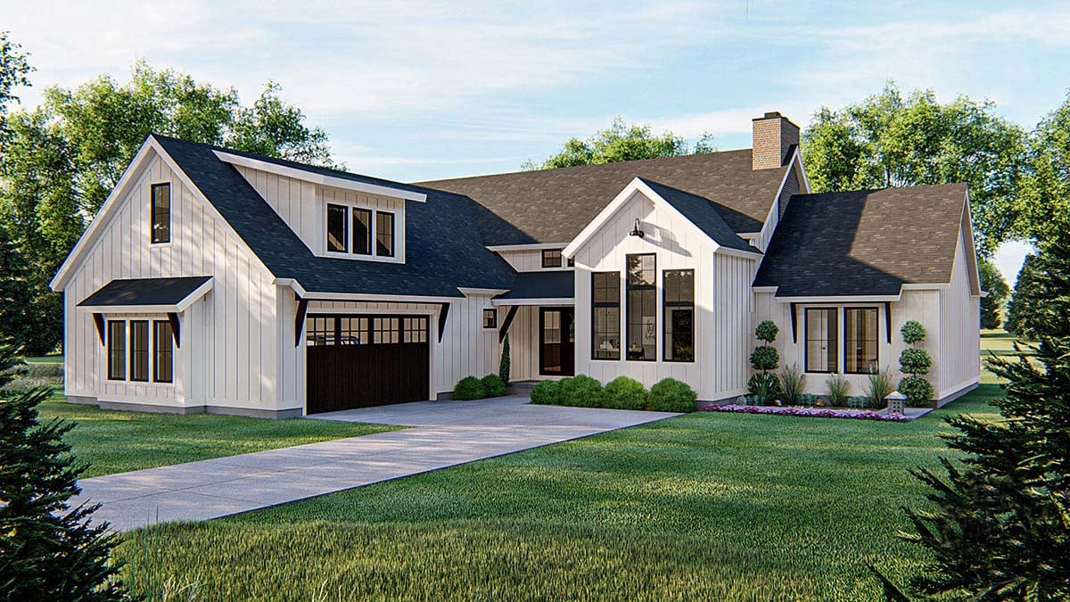 Farmhouse Plan with 2278 Sq. Ft., 3 Bedrooms, 3 Bathrooms, 2 Car Garage Elevation