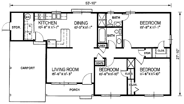 Plan 45216 | Ranch Style with 3 Bed, 2 Bath, 1 Car Garage