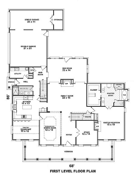 Plan 48655 | Plantation Style with 4 Bed, 4 Bath, 3 Car Garage