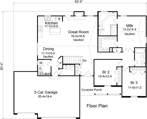 Plan 49075 | One-Story Style with 3 Bed, 3 Bath, 3 Car Garage