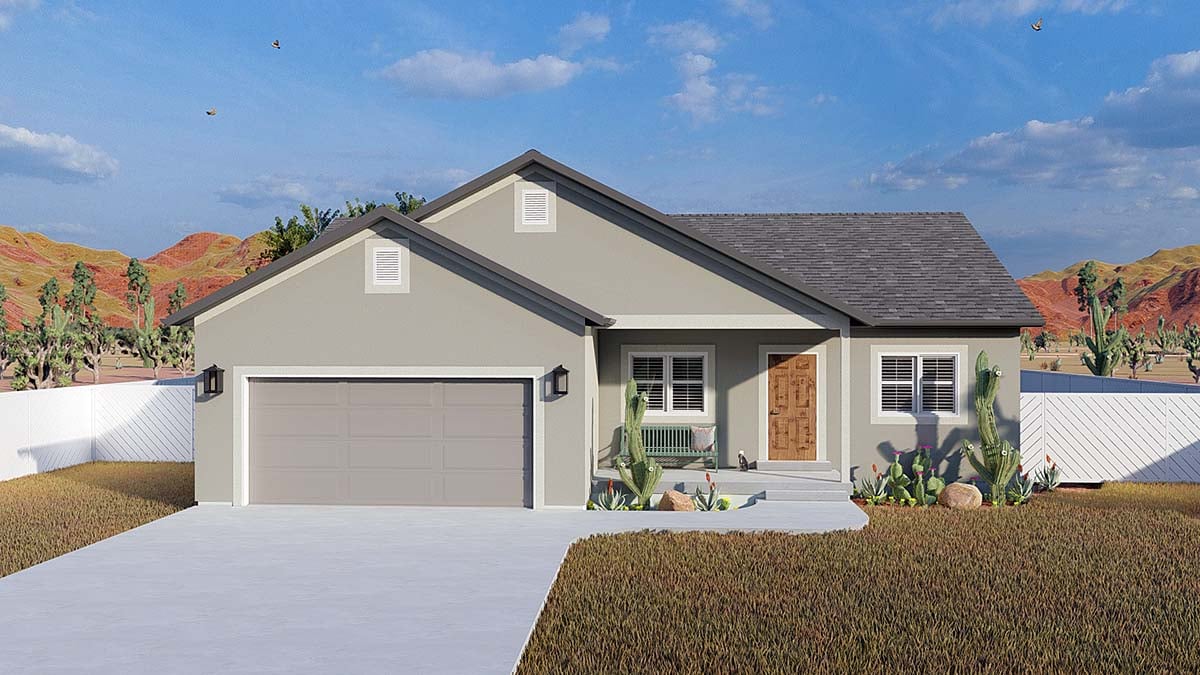 Ranch, Traditional Plan with 2560 Sq. Ft., 5 Bedrooms, 3 Bathrooms, 2 Car Garage Elevation
