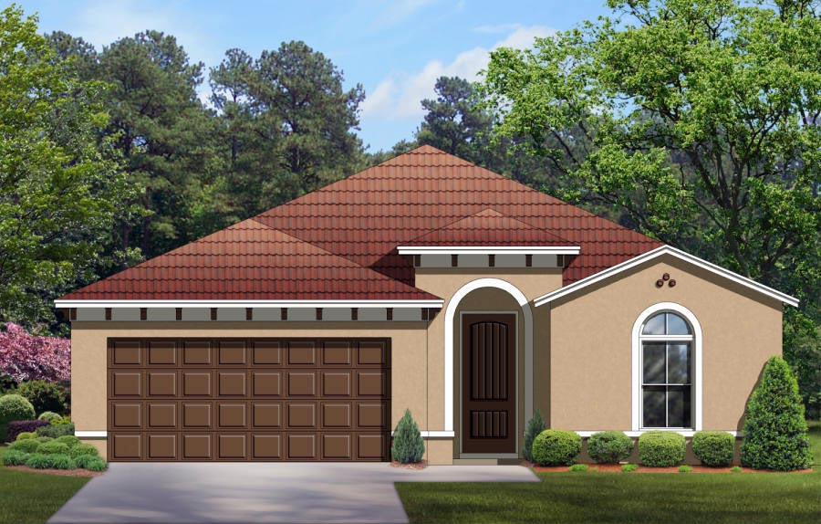 Plan 50849 | Mediterranean Style with 3 Bed, 2 Bath, 2 Car Garage