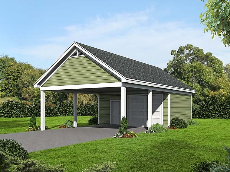 Plan 51536 | Garage - Two Bay Carport with attached workshop