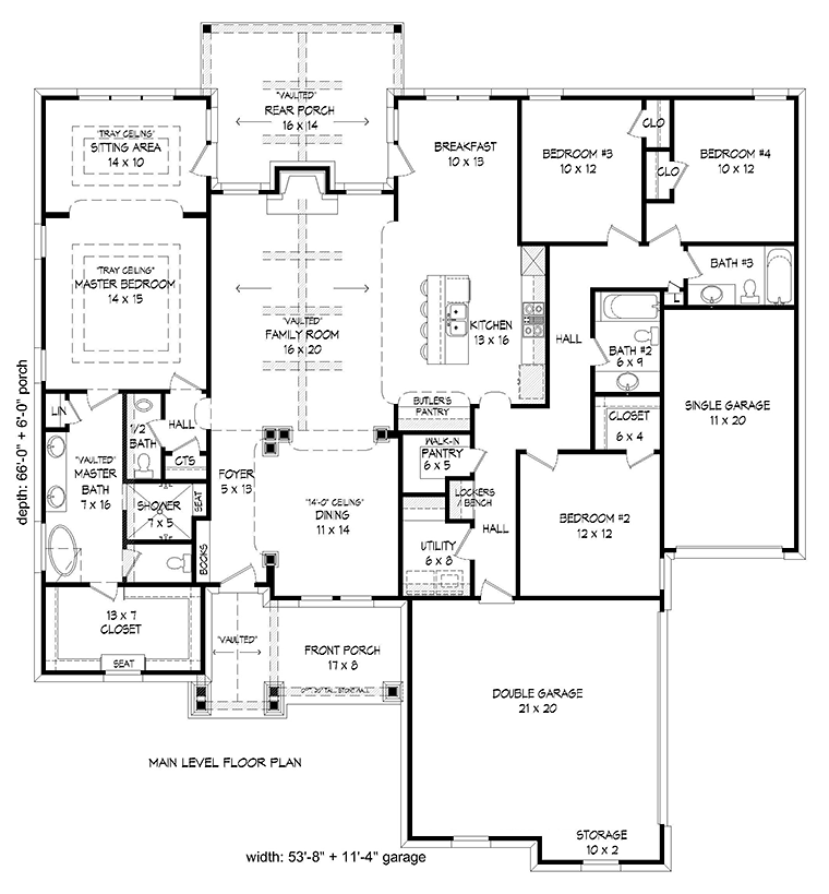 Plan 51575 | Craftsman Style with 4 Bed, 3 Bath, 3 Car Garage