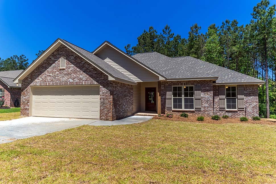 Country, Traditional Plan with 1719 Sq. Ft., 4 Bedrooms, 2 Bathrooms, 2 Car Garage Elevation