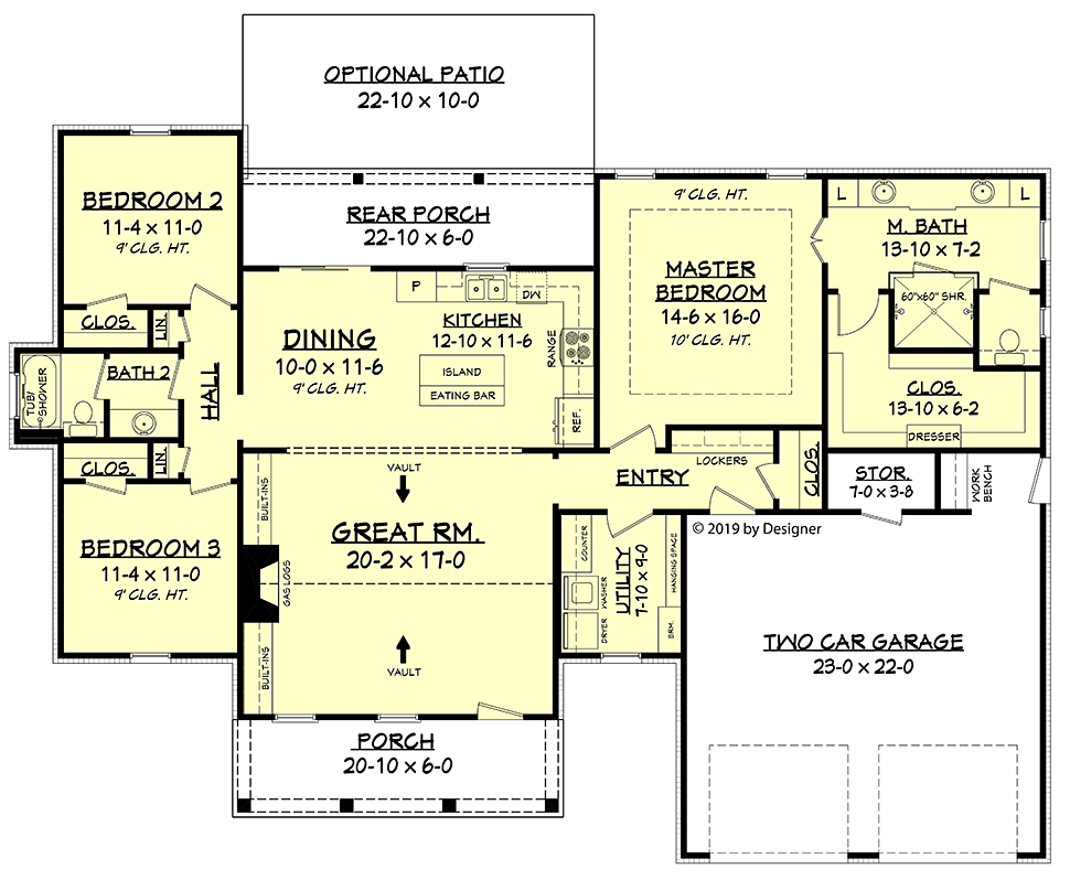 Country House Design has a 3x2 Open Layout and Huge Double Vanity Sink ...