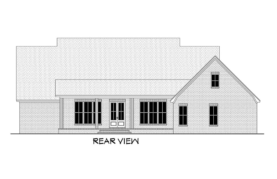 Country, Farmhouse, Traditional Plan with 2751 Sq. Ft., 4 Bedrooms, 4 Bathrooms, 2 Car Garage Rear Elevation