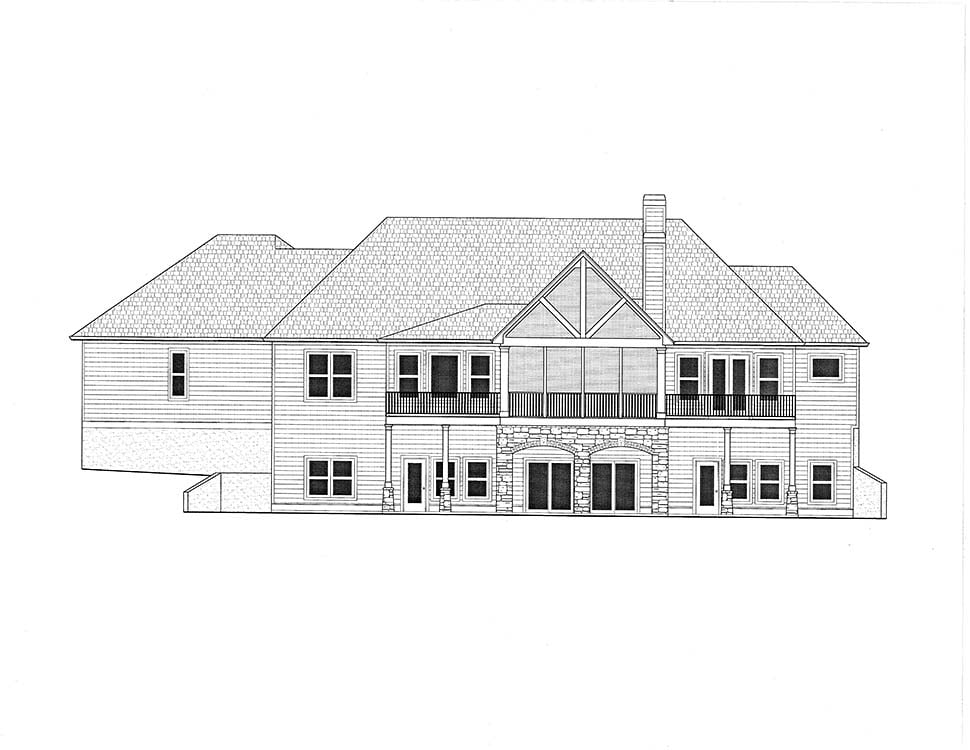 Cottage, Craftsman Plan with 3869 Sq. Ft., 4 Bedrooms, 4 Bathrooms, 3 Car Garage Picture 3