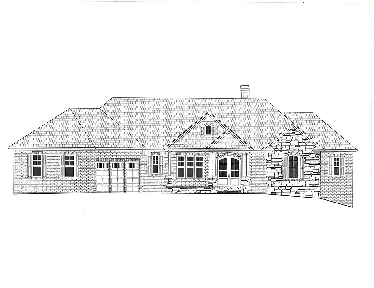 Craftsman, Traditional Plan with 3832 Sq. Ft., 4 Bedrooms, 4 Bathrooms, 3 Car Garage Picture 2
