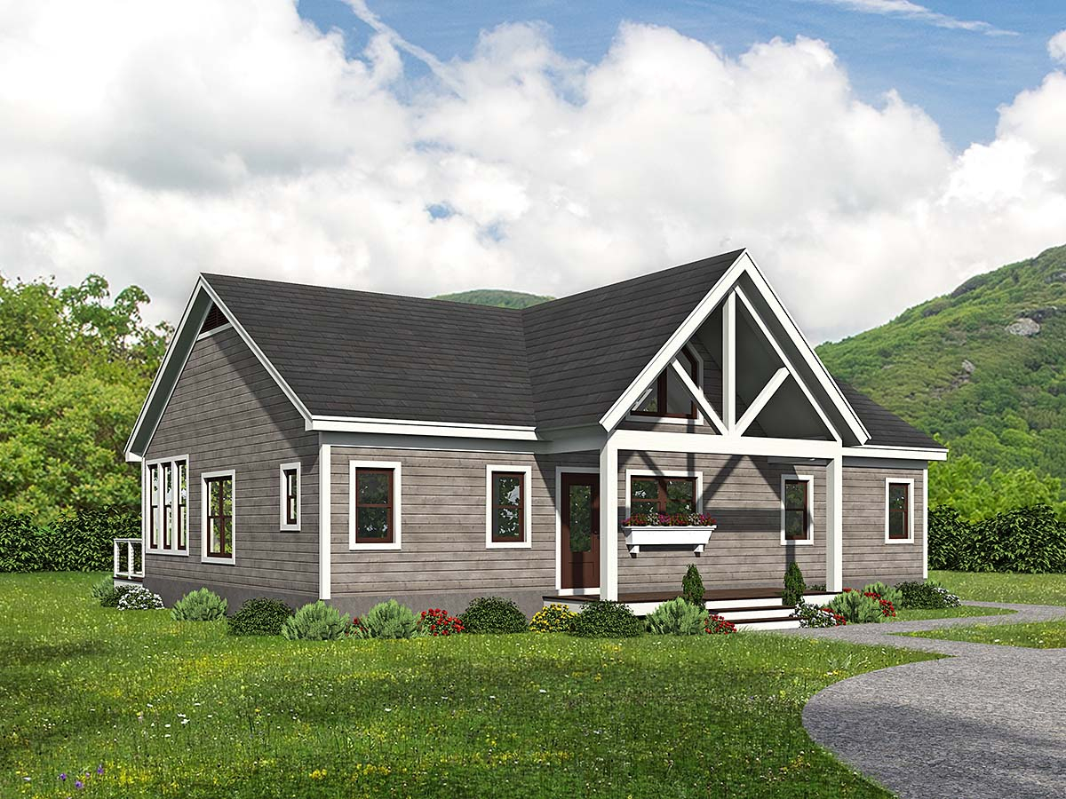 Bungalow, Country, Craftsman, Prairie Style, Ranch, Traditional Plan with 1541 Sq. Ft., 2 Bedrooms, 2 Bathrooms Elevation
