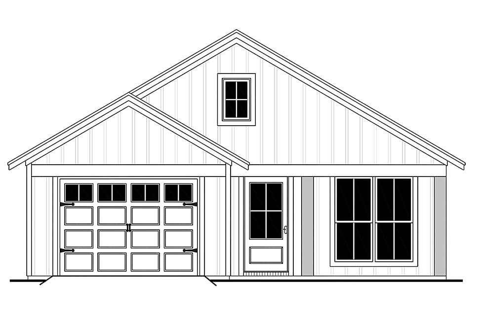 Country, Farmhouse, Traditional Plan with 1292 Sq. Ft., 3 Bedrooms, 2 Bathrooms, 1 Car Garage Picture 5