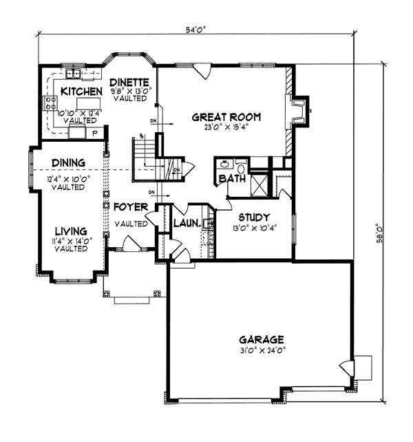 Plan 57473 | with 3 Bed, 3 Bath, 3 Car Garage