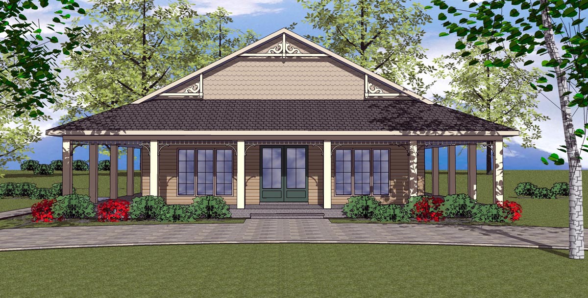 Plan 57896 | Southern Style with 2 Bed, 2 Bath