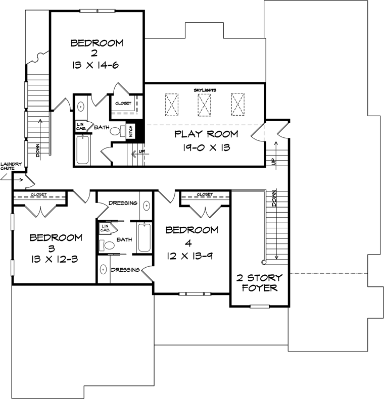 Plan 58236 | Traditional Style with 4 Bed, 4 Bath, 2 Car Garage