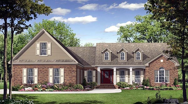 Country, European, French Country, Traditional Plan with 2000 Sq. Ft., 3 Bedrooms, 3 Bathrooms, 3 Car Garage Elevation