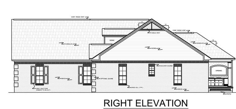 Country, European, French Country, Traditional Plan with 2000 Sq. Ft., 3 Bedrooms, 3 Bathrooms, 3 Car Garage Picture 3