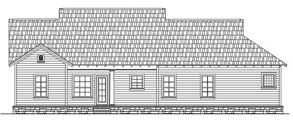 Bungalow, Craftsman Plan with 1509 Sq. Ft., 3 Bedrooms, 2 Bathrooms, 2 Car Garage Rear Elevation