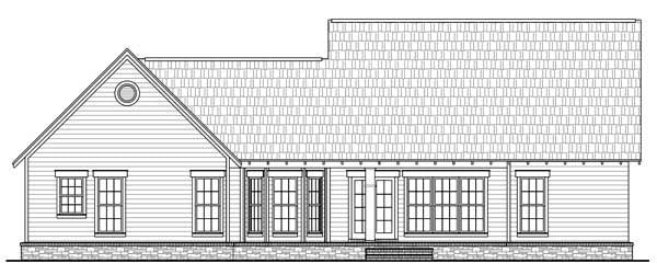 Bungalow, Craftsman Plan with 1800 Sq. Ft., 3 Bedrooms, 2 Bathrooms, 2 Car Garage Rear Elevation