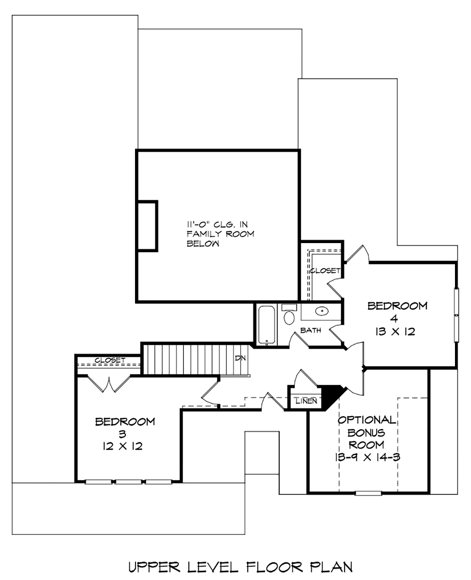 Plan 60052 | Traditional Style with 4 Bed, 2 Bath, 2 Car Garage