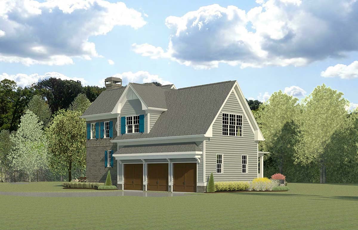 Cape Cod, French Country, Traditional Plan with 3740 Sq. Ft., 4 Bedrooms, 5 Bathrooms, 3 Car Garage Picture 2