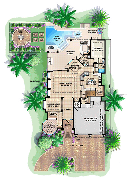 Plan 60599 | Coastal Style with 4 Bed, 5 Bath, 2 Car Garage