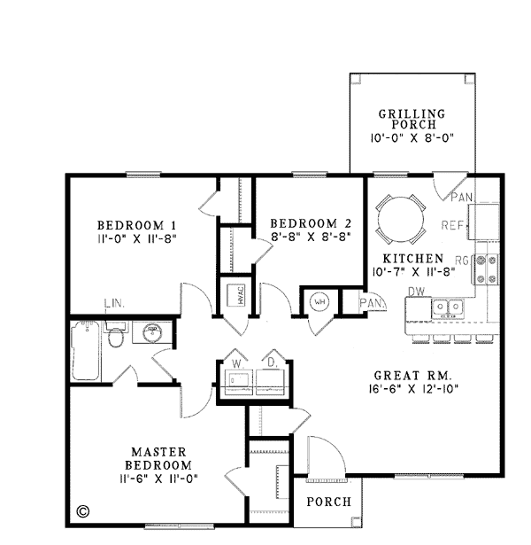 Plan 61093 | Traditional Style with 3 Bed, 1 Bath