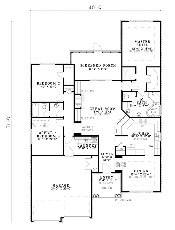 Plan 62110 | Traditional Style with 3 Bed, 2 Bath, 2 Car Garage