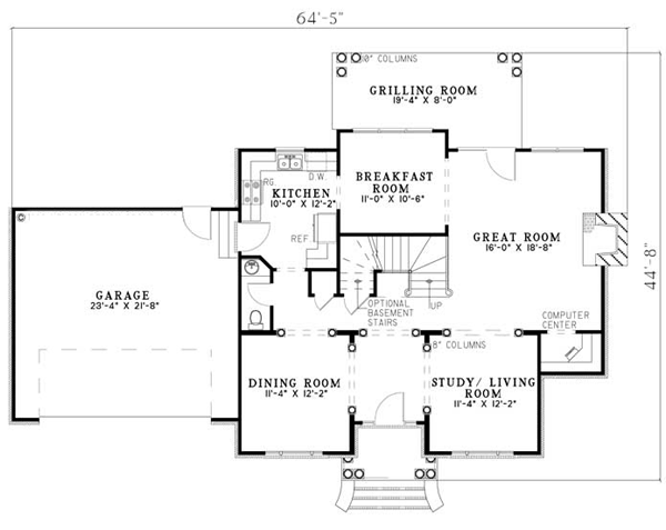 Plan 62200 | Traditional Style with 3 Bed, 3 Bath, 2 Car Garage