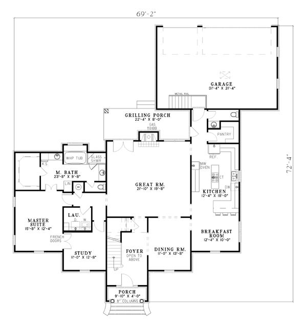 Plan 62337 | Traditional Style with 4 Bed, 4 Bath, 3 Car Garage