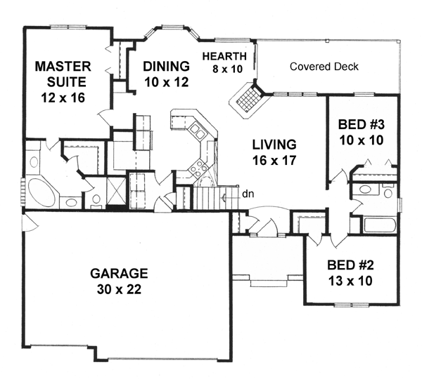 Plan 62568 | One-Story Style with 3 Bed, 2 Bath, 3 Car Garage