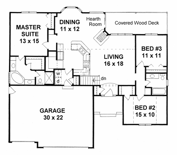 Plan 62586 | One-Story Style with 3 Bed, 2 Bath, 3 Car Garage