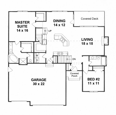 Plan 62642 | Traditional Style with 2 Bed, 2 Bath, 3 Car Garage