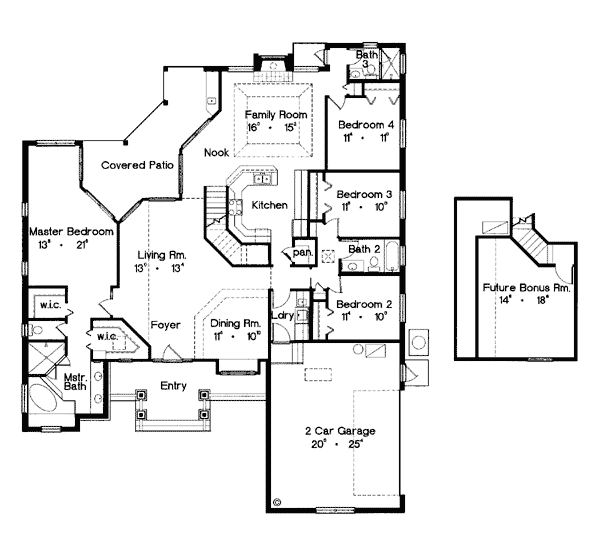 Plan 63004 | Traditional Style with 4 Bed, 3 Bath, 2 Car Garage