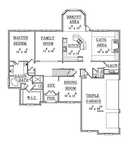 Plan 63709 | with 4 Bed, 4 Bath, 3 Car Garage