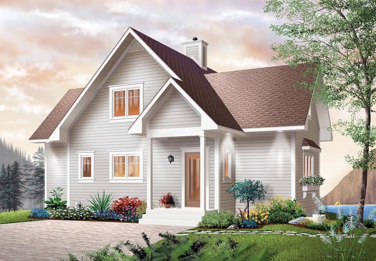 Bungalow, Coastal, Country, Craftsman Plan with 1480 Sq. Ft., 2 Bedrooms, 2 Bathrooms Elevation