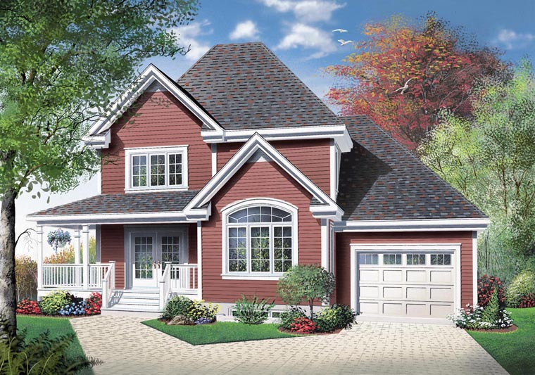 Country Plan with 1432 Sq. Ft., 3 Bedrooms, 2 Bathrooms, 1 Car Garage Elevation