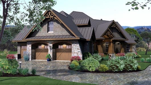 Cottage, Craftsman, Tuscan Plan with 2847 Sq. Ft., 3 Bedrooms, 3 Bathrooms, 3 Car Garage Picture 2