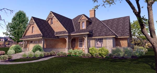 Cottage, Craftsman, Ranch, Tuscan Plan with 1764 Sq. Ft., 4 Bedrooms, 2 Bathrooms, 2 Car Garage Picture 2