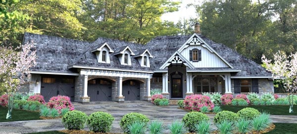 Cottage, Craftsman, Tuscan Plan with 2495 Sq. Ft., 3 Bedrooms, 3 Bathrooms, 3 Car Garage Picture 2