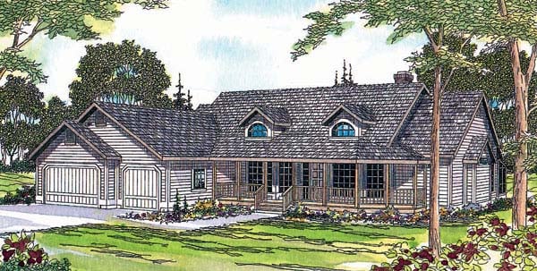 Plan 69245 | Country Style with 4 Bed, 2 Bath, 3 Car Garage