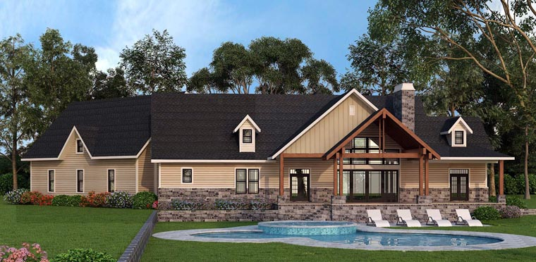 Country, Craftsman, Farmhouse, Traditional Plan with 2666 Sq. Ft., 3 Bedrooms, 3 Bathrooms, 3 Car Garage Picture 7