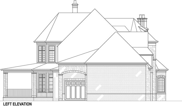 European, French Country Plan with 3302 Sq. Ft., 5 Bedrooms, 5 Bathrooms, 5 Car Garage Picture 4