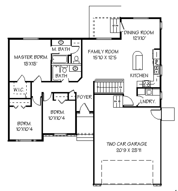 Plan 72403 | Traditional Style with 3 Bed, 2 Bath, 2 Car Garage