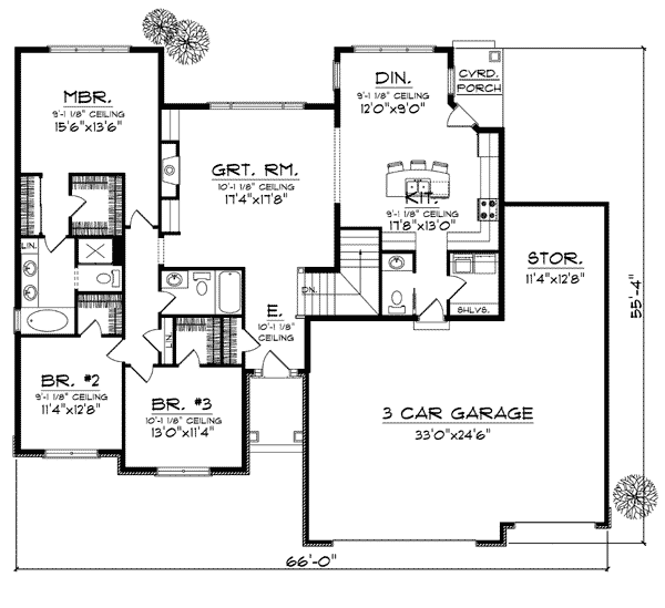 Plan 73007 | European Style with 3 Bed, 3 Bath, 3 Car Garage