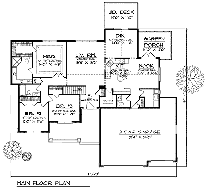 Plan 73225 | Traditional Style with 3 Bed, 3 Bath, 2 Car Garage