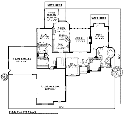 Plan 73358 | Traditional Style with 2 Bed, 2 Bath, 4 Car Garage