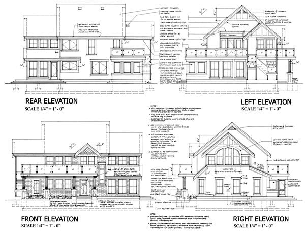 Contemporary, Craftsman, Traditional Plan with 1923 Sq. Ft., 2 Bedrooms, 2 Bathrooms Rear Elevation