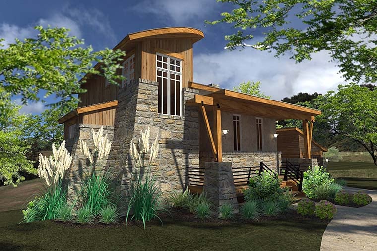 Contemporary, Cottage, Craftsman, Modern, Tuscan Plan with 985 Sq. Ft., 2 Bedrooms, 2 Bathrooms, 1 Car Garage Picture 2