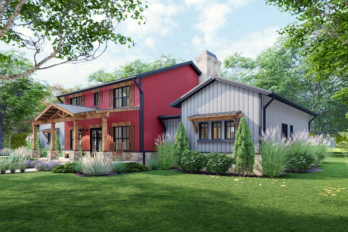 Barndominium, Country, Farmhouse Plan with 3177 Sq. Ft., 3 Bedrooms, 3 Bathrooms, 3 Car Garage Picture 2