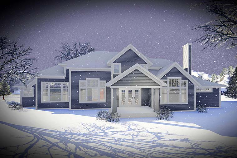Craftsman, Traditional Plan with 4206 Sq. Ft., 5 Bedrooms, 5 Bathrooms, 3 Car Garage Rear Elevation